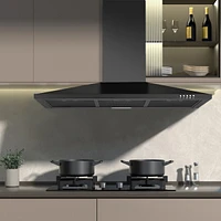 36-in 450-cfm Convertible Black Wall-Mounted Range Hood