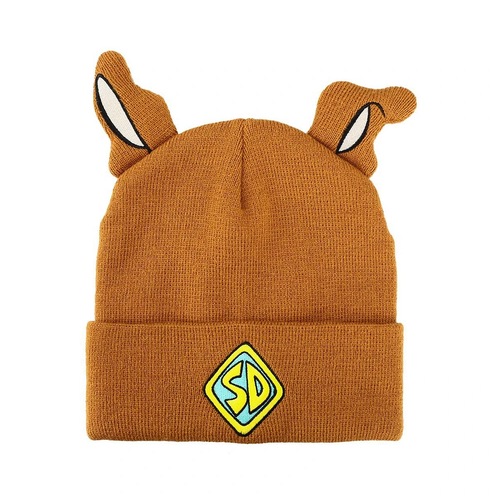 Scooby Doo Men's Embroidered Brown Acrylic Knit Cuff Beanie