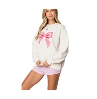 Edikted Women's Bow Brat Printed Sweatshirt