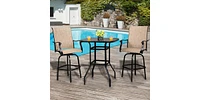 Slickblue Wrought Iron Glass High Bar Table – Elegant Patio for Outdoor Entertaining, Combining Style and Durability