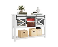 gaomon Farmhouse Entryway Table with Sliding Barn Doors, Sofa Table with Storage and Open Shelf, Console Tables for Entryway, Hallway