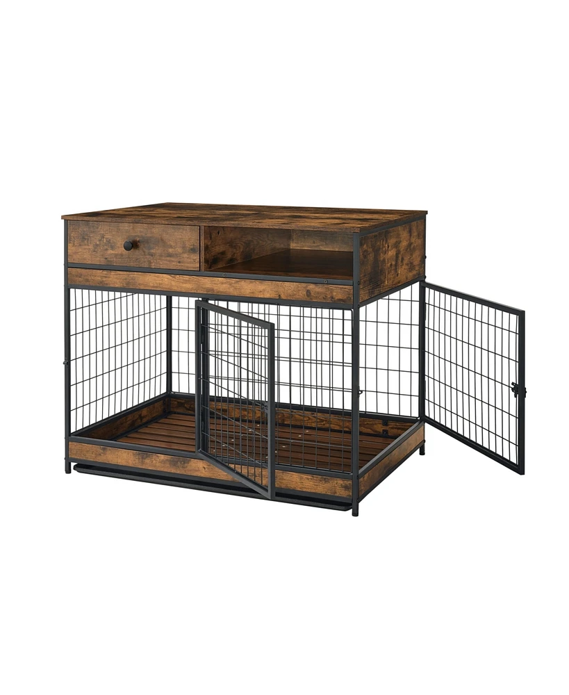 Slickblue Furniture Style Dog Crate with Double Doors for Indoor Pet Containment