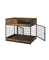 Slickblue Furniture Style Dog Crate with Double Doors for Indoor Pet Containment