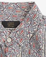 Club Room Men's Linen Paisley-Stripe Short-Sleeve Shirt, Exclusively at Macy's