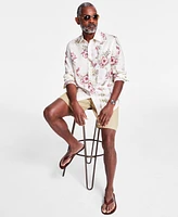 Club Room Men's Belize Long Sleeve Button-Front Floral Print Linen Shirt, Exclusively at Macy's