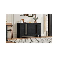 Slickblue Traditional Style Sideboard with Adjustable Shelves and Gold Handles for Kitchen Storage