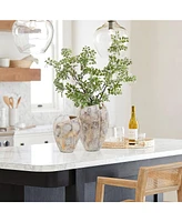 LuxenHome Modern Marble White 12.2-Inch Tall Stoneware Table Vase