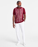 Club Room Men's Cotton Lightweight Contrast-Knit Sweater Polo, Exclusively at Macy's