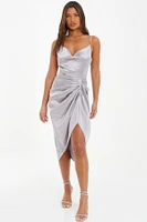 Quiz Women's Satin Cowl Ruched Midi Dress