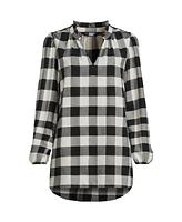 Lands' End Women's Brushed Flannel Ruffle Split Neck Tunic