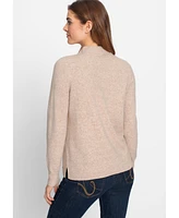 Olsen Women's Mock Neck Sweater with Cable Accents