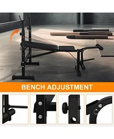 Slickblue Bench Press Set with Squat Rack and Bench Complete Home Gym Equipment for Full-Body Workouts