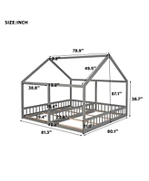 Slickblue Twin House Platform Beds,Two Shared Beds, Gray