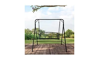 Slickblue 1184647cm Iron Art With Iron Chain Vertical Bar Backrest 200kg Iron Swing BlackA A¼E Swing frames not includedA A¼a€°