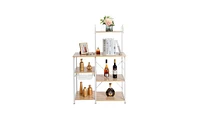 Slickblue Light Beige Kitchen Baker's Rack - 4-Tier Utility Storage Shelf & Microwave Stand