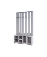 Fm Furniture Van Hall Tree in Melamine, Open Storage y Coat Space, Smoke