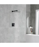 Flynama 1-Spray Patterns with 1.5 Gpm 10 in. Wall Mount Rain Fixed Shower Head in Matte Black