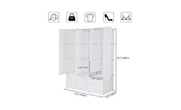 Slickblue 12 Cube Organizer Stackable Plastic Cube Storage Shelves Design Multifunctional Modular Closet Cabinet with Hanging Rod White