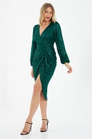 Quiz Women's Sequin Ruched Midi Dress