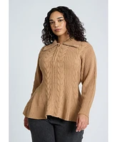 Eloquii Plus Peplum Zipper Sweater