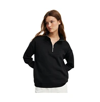 Cotton On Women's Classic Fleece Oversized Half Zip Sweatshirt