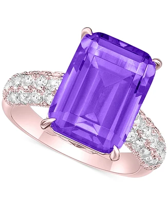 Amethyst (8 ct. t.w.) & White Topaz (1/3 Statement Ring Rose Gold-Plated Sterling Silver (Also Sky Blue Topaz, Pink Amethyst, Onyx)