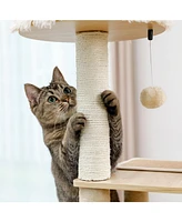 Slickblue Modern Luxury Cat Tree – Wooden Multi-Level Cat Tower Sky Castle with 2 Cozy Condos, Comfortable Perch