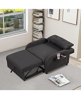 Slickblue 3-in-1 Pull-Out Sofa Sleeper with 2 Wing Tables for Versatile Living Room Functionality