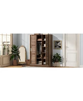 Slickblue 3-Door Shutter Wardrobe with Shelves – Stylish Storage Solution Ample Space for Clothes and Accessories