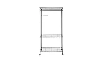 Slickblue 3-Tier Closet Organizer Metal Garment Rack Portable Clothes Hanger Home Shelf