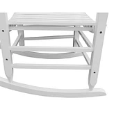 Slickblue White Wooden Porch Rocker Chair for Timeless Outdoor Relaxation – Durable and Stylish for Patios and Porches