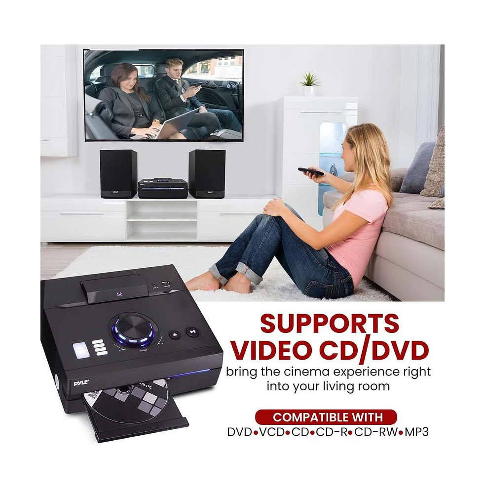 Pyle Home Stereo Shelf System With Cd Player, Bluetooth, Fm Radio, Sd Card, Usb Playback, 60 Watt