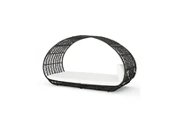 Lavina 91.25" Wicker Outdoor Patio Canopy Daybed Water Resistant Cushion (Multibrown/White)