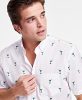 Club Room Men's Cotton Poplin Printed Short-Sleeve Shirt, Exclusively at Macy's