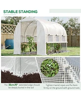 10' x 7' x 7' Walk-in Tunnel Greenhouse, Outdoor Green House with Anti-Tear Pe Cover, Zipper Doors and Mesh Windows, White