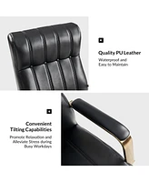 Hulala Home Uwe Modern Leather Ergonomic Executive Office Chair with Sgs International Certified Stainless Steel Gas Spring