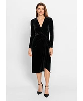 Olsen Women's Velvet Faux Wrap Cocktail Dress