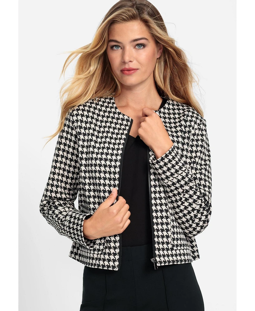 Olsen Women's Houndstooth Cropped Jacket