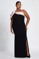 Quiz Women's Satin Scuba Crepe Off the Shoulder Fishtail Maxi Dress