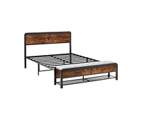 Garmin Bed Frame with Upholstered Ottoman Storage, Platform Bed Frame with Mattress Foundation, Brown