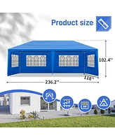 Slickblue Outdoor Party Tent with 6 Removable Sidewalls - Waterproof Canopy for Patio Weddings and Events