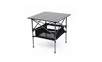 Slickblue Lightweight 1-Piece Folding Outdoor Table with Carrying Bag, Portable Aluminum Roll-Up Square Table for Camping