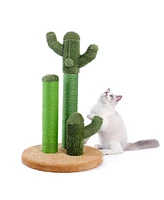 Slickblue Cat Scratching Post Cactus Cat Scratcher Featuring with 3 Scratching Poles and Interactive Dangling Ball