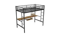 Slickblue Space-Saving Loft Bed with Desk and Shelf for Maximizing Bedroom or Dorm Room Storage