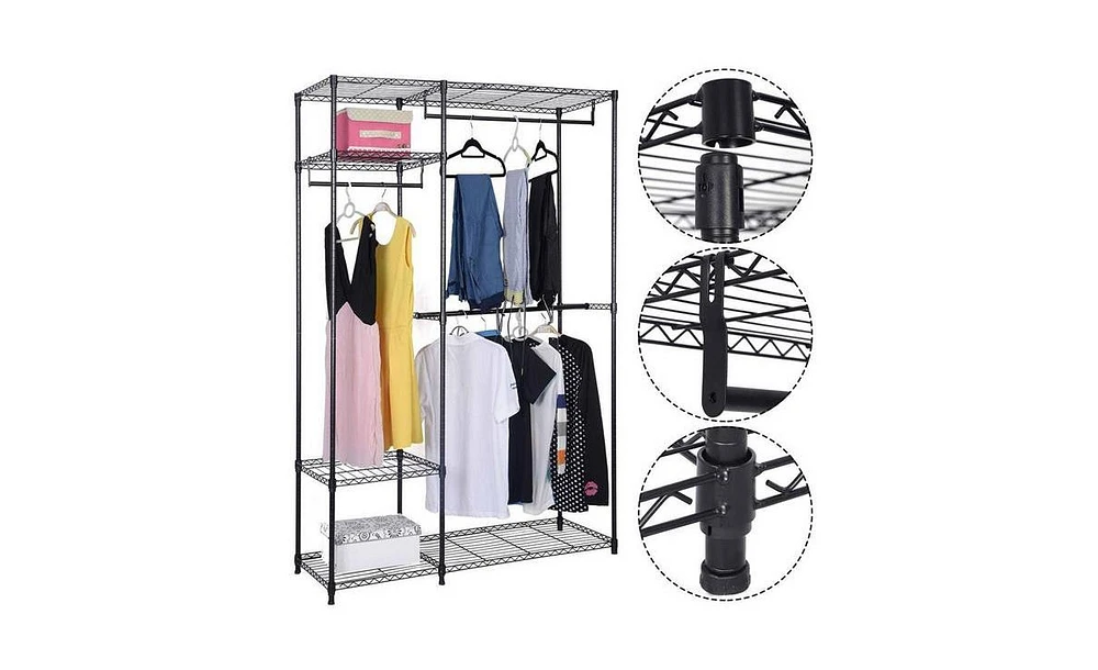 Slickblue 4 Tiers Clothing Storage Rack Black