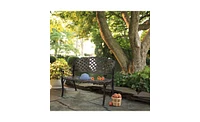 Slickblue Outdoor Cast Aluminum Bench with Mesh Backrest and Seat Surface for Comfortable Seating