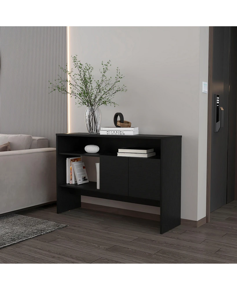 Fm Furniture Bylas Console Table in Melamine With Two Doors y Open Storage