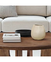 LuxenHome Ivory White Ceramic Modern Round Vase