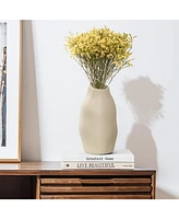 LuxenHome Ivory White Ceramic Modern Tall Vase
