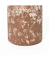 LuxenHome Rustic Brown -Inch Tall Round Stoneware Vase